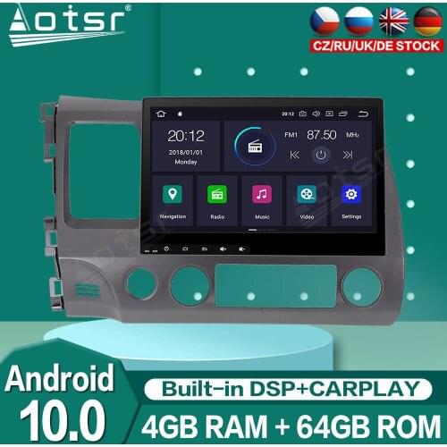 For Honda CIVIC 2006-2011 Android10.0 PX5/PX6 Audio Radio Carplay Car Multimedia Auto Stereo Player GPS Navigation Tape Recorder