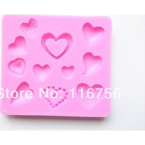 Free Shipping Fondant Cake 11-Cavity Heart Silicone Mold Sugar Paste Sugar Art Tools Cake Decoration Wholesale & Retail
