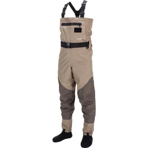 Bassdash Men’s Breathable Lightweight Chest and Waist Convertible Waders for Fishing Hunting, Stocking Foot and Boot Foot Waders