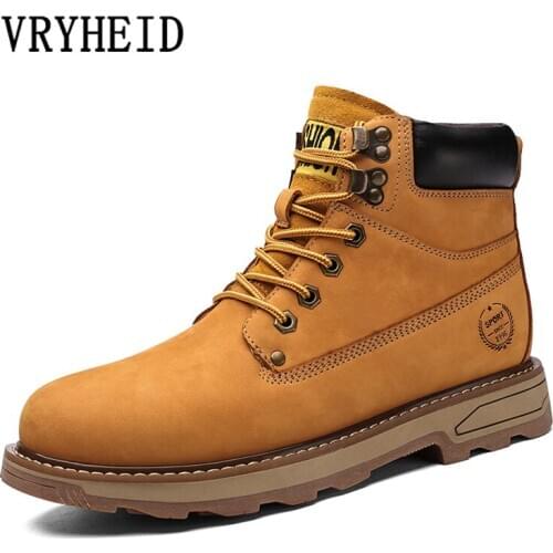 VRYHEID Men And Women Boots Top Quality Genuine Leather Men Shoes Winter Warm Waterproof Ankle Boots Men Outdoor Working Boots