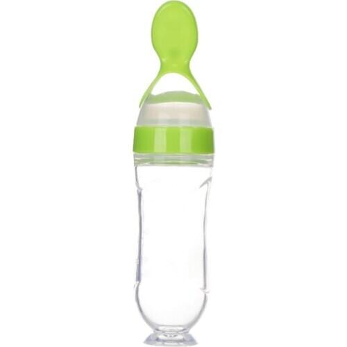 Newborn Baby Squeeze Feeding Bottle Silicone Food Dispensing Spoon Infant Cereal Feeder Safe Tools For Best Gift