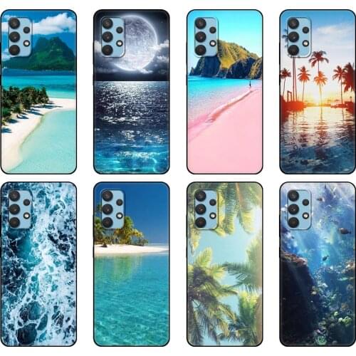 Black tpu Case For Samsung galaxy A32 A42 A52 A72 4g 5g S21 PLUS ultra back cover Luxury Ocean Sea Funda