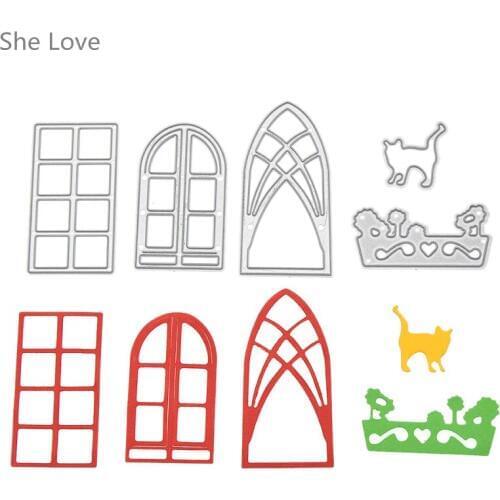 Chzimade Window Plant Set Scrapbooking Metal Cutting Dies DIY Album Embossing Stencils Die Cutting Template Paper Cards