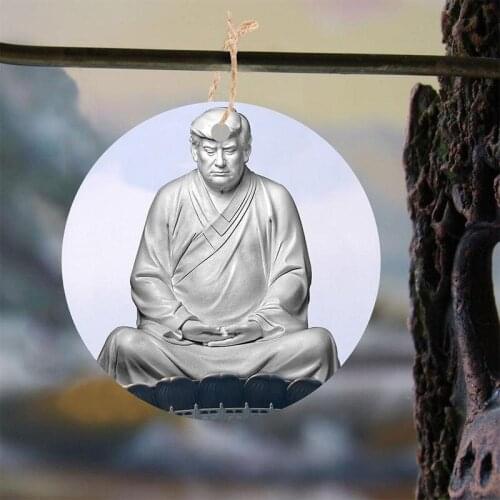 5pcs Buddha Statue Of Trump Listing Wooden Home Hanging Decoration Funny Pendant Make Your Company Great Again Ornaments Sign