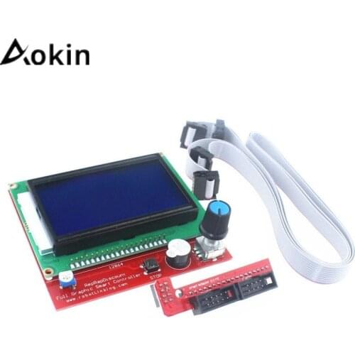 Aokin 3D Printer Screen 12864 Smart Controller 3D Printer Ramps 1.4 Controller LCD Control Panel Monitor Motherboard Blue Screen