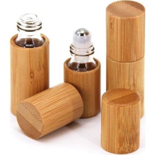 3ml 5ml 10ml Bamboo Wood Bottle Perfume Empty Oil Bottle Stainless Roll On Ball Perfume Aromatherapy Bottle Oil Roller Bottle