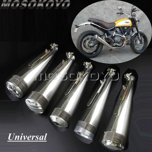 45cm Vintage Motorcycle Slip-on Exhaust Pipe Muffler For Cafe Racer Scrambler Chopper Universal 37-45mm Adjustable Silencers