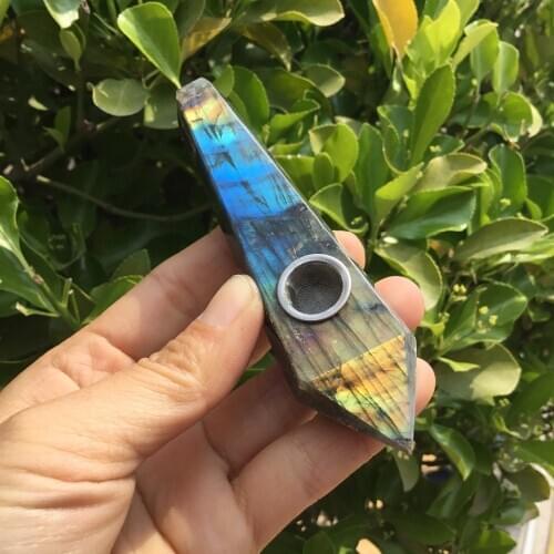 Good Quality Natural labradorite Smoking Pipe quartz Crystal Stone Pipes For Smoking