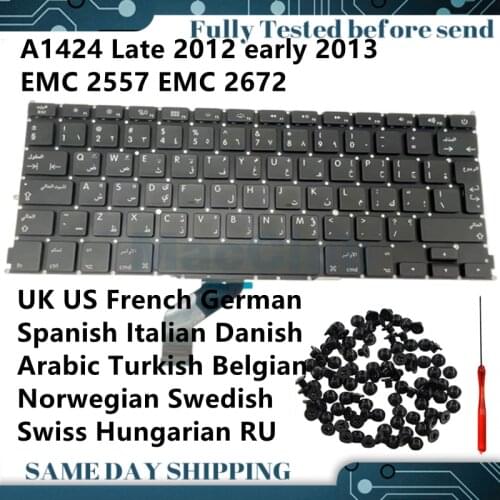UK US French Danish German Spanish Italian Danish keyboard for Macbook Pro A1425 EMC 2557 2572 UK Keyboard Japan JP Keyboard