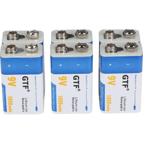 Lithium battery 9v 6f22, rechargeable battery, micro usb, 9v, 1000mah, for multi-meter microphone, toy cable cells