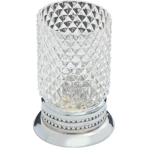 Voque Chrome Set Top Brass-B. Glass-Stone Pattern Tooth Brush Holder 7850