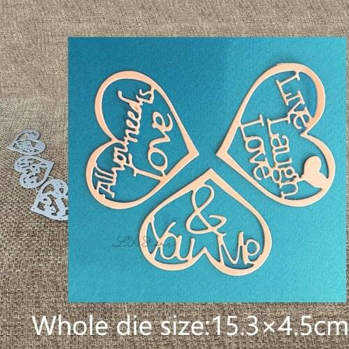 XLDesign Craft Metal Cutting Dies stencil mold 3pcs letter heart decoration scrapbook Album Paper Card Craft Embossing die cuts