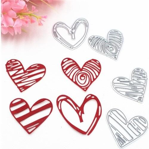 Metal Cutting Die Of 4 Hearts Scrapbooking Mold Paper DIY Cards Postcard Handmade Craft Stencil Album Handcraft Embossing Moulds