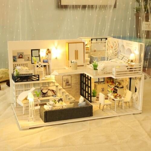 DIY Miniature Dollhouse Kit Handmade House With Furniture Music For Christmas Birthday Valentines Day Gift #1