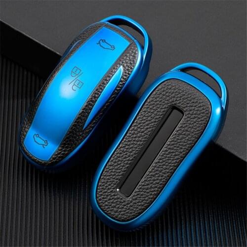 TPU Soft Car Key Cover For Tesla Model S Model 3 Model X Car Keychain Leather Style Protector Key Case For Tesla Model S Model 3