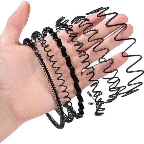 New Arrivals Trendy Mens Women Unisex Black Metal Wavy Hair Head Hoop Band Sport Headband Headwear Hairband Hair Accessories