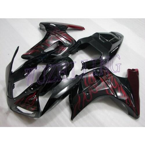 Fairing SV1000 03 04 Motorcycle Fairing SV 650 2006 Black Red Flame Plastic Fairings SV1000 2003 - 2013