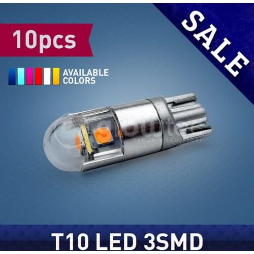 WHOLESALE 10 PCS T10 3SMD 3030 3W Lamp Lights 12V white red blue ice blue yellow purple GLOWTEC