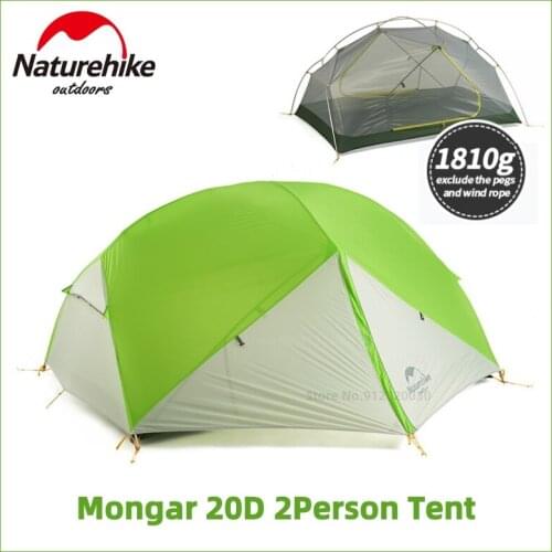 Naturehike Mongar 2 Person Tent Waterproof 20D Nylon Backpacking Camping Tent Ultralight Tourist Outdoor Tents With Floor Mat
