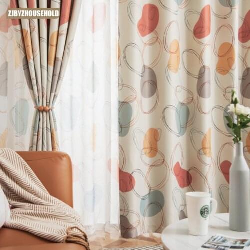 Pastoral Childrens Nordic Morandi Hand-painted Curtains for Living Room and Bedroom Semi Blackout Curtains High Shading Rate