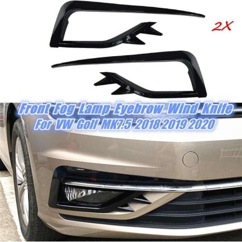 For VW Golf MK7.5 2018 2019 2020 Car Front Fog Lamp Eyebrow Wind Knife Cover Trim Carbon Fiber Fog Light Eyebrow Eye Lid