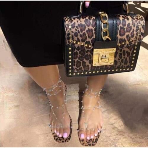 2021 new summer women large size transparent rivet belt sandals flat nail sandals outdoor wild fashion beach slippers