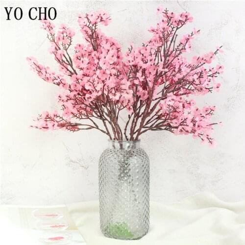 Silk Gypsophila Artificial Flowers For Home Decoration Plastic Stem Bride Wedding Bouquet Mariage Cherry Blossom Fake Flower DIY