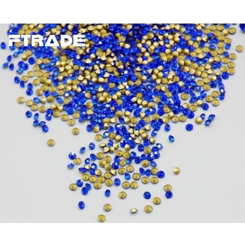 SS4-SS20 1440pcs Sapphire Color Shine Crystal Point Back Rhinestones Chaton Glue Beads Stones Wedding Dress DIY