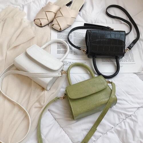 Fashion Women Mini Flap Crossbody Bags Alligator Pattern Shoulder Handbag PU Leather Messenger Pocket Pure Color Top-Handle Bag