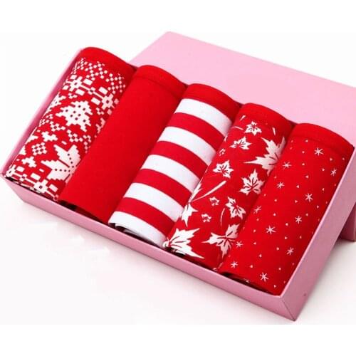 Sexy Women Briefs Cotton Panties Lucky Red Seamless Underwear Girls Lovely Comfort Pants Breathable Underpants5PCS/lot