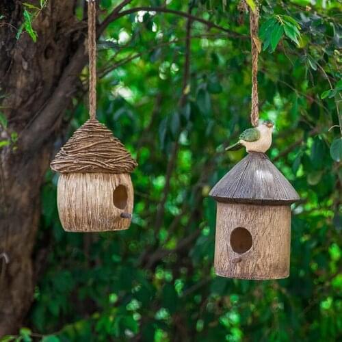 Garden courtyard decoration gardening outdoor villa resin creative bird nest bird house garden micro landscape tree pendant