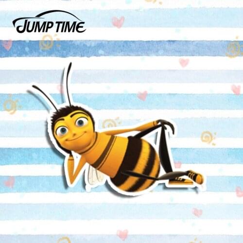 Jump Time 13cmx10cm Car Styling Cartoon Lazy Bee Car Sticker Vinyl Sticker Laptop Luggage Auto Moto Decor Waterproof Accessories