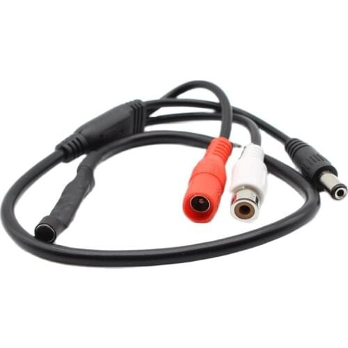 High Sensitivity CCTV mic Audio Microphone cable for Security Camera 12V DC Power RCA Output