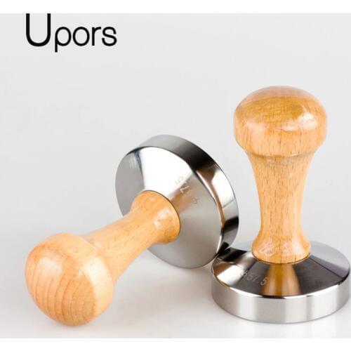 High Quality 304 Stainless Steel Coffee Tamper 49mm 51mm 57.5mm Wood Handle Espresso Tamper Press Barista Tools