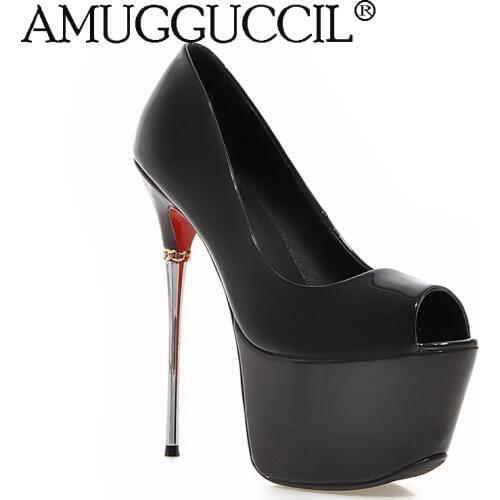2021 New Big Size 32-43 Black White Gold Silver Peach Pink Red 16CM High Heel Sexy Wedding Party Platform Lady Women Pumps D1020