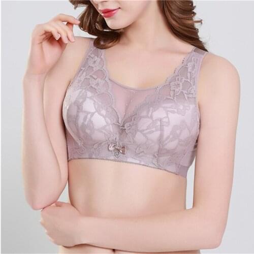 Sexy Lace Lingerie Bralette Vest Full Cup Brassiere Plus Size Bras For Women 36 38 40 42 44 46 CDE Cup Top Wireless Underwear