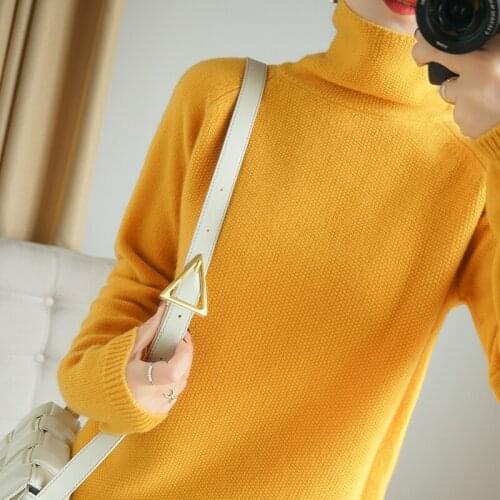 Special Knitting Process Women Sweaters 100% Wool Jumpers Turtleneck Mid-Long Style Pulloves for High Female Clothes Woolen Top