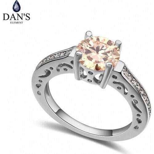 DANS Real Austrian Crystals Brand AAA Zirconia Micro Inlays Fashion Ring for women New Geometric 110243champagne