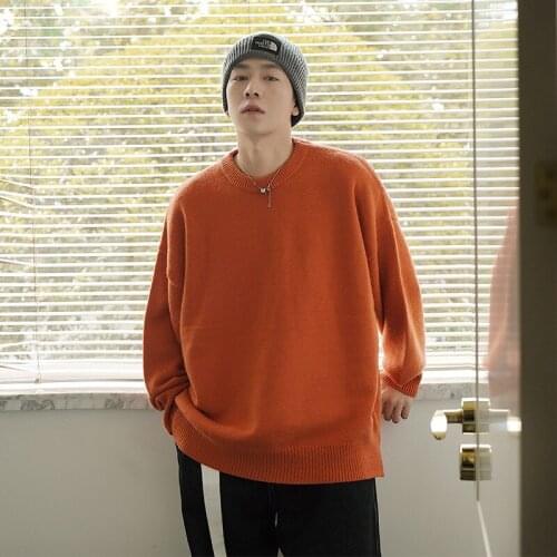 Winter Sweater Couple Japanese Wool Sweater Mens Solid Harajuku Warm Knitted Sweaters Pullover 2021 Men Vintage Black