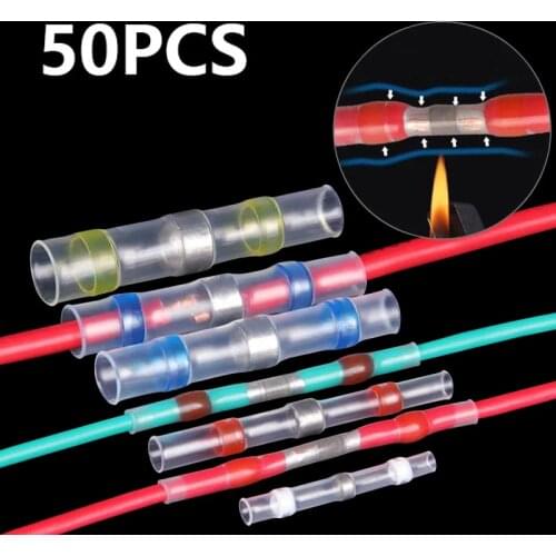 10/50PCS Electrical Connector Car Accessories Soldering Kit Wire Butt Connector Conectores De Acero Inoxidable Terminator