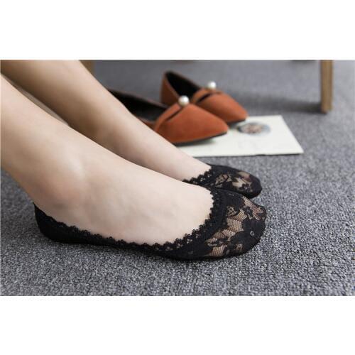 10 pieces = 5 pairs of Spring and summer new Korean simple cotton lace female invisible socks