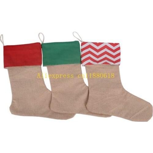 10pcs/lot Free Shipping New arrival Christmas stocking gift bags canvas Christmas stocking decorative socks gift bag 7 colors
