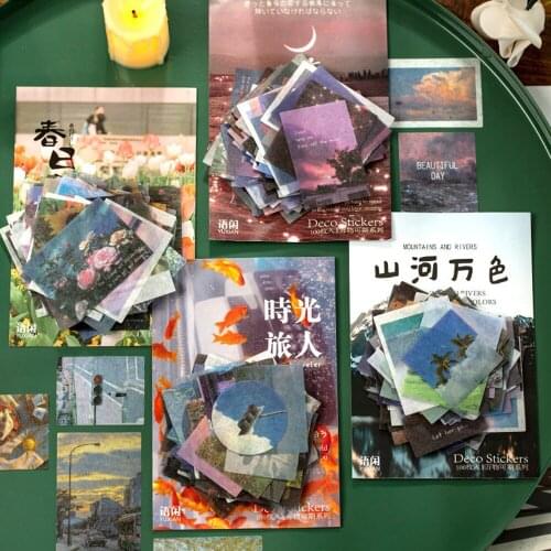 100Pcs/lot Memory Beauty Time Stickers For Notebook Diary Scrapbooking Bullet Journal Adhesive Paper Stickers