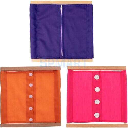 3PCS Montessori Wooden Frame Clothing Box Button Zipper Kids Educational Toy