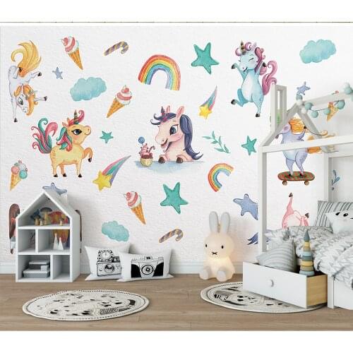 3 Style Unicorn Wall Stickers Colorful Animals Sticker Decals for Kids Room DIY Home Decor House Decoration New Year Gift