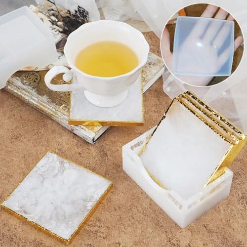 3d Coaster Holder Uv Resin Mold Diy Jewelry Making Tools Square Storage Box Cup Mat Crystal Epoxy Silicone Mirror Moulds