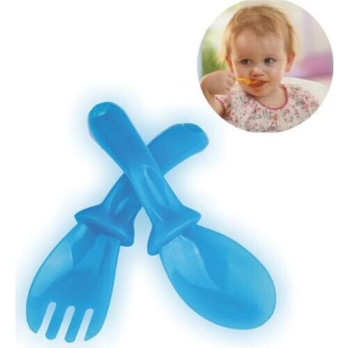 4 Pairs/set High Quality PP Baby Spoon Tableware Baby Learning Spoons Baby Feeding Spoon Fork Set