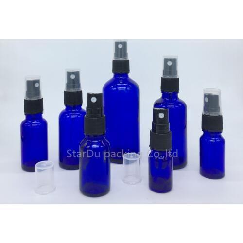 5ML 10ml 15ml 20ml 30ml 50ml 100ml Blue Glass Bottle With Perfume sprayer, Essential Oil Spray Glass Perfume Bottle