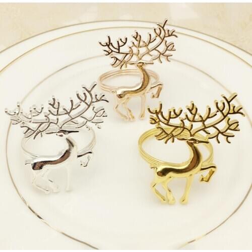 6Pcs Xmas Deer Napkin Rings Holders Hotel Wedding Party Table Bouquet Decor Hotel Table Supplies Circle Decoration Gifts New
