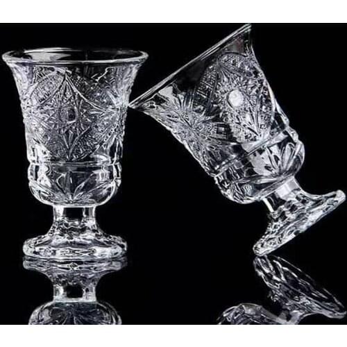 6PCSx40ML Lead Free Transparent Liquor Glass Cup Set Mini Goblet Cup Crystal Looking Glass Cup Sweet Presentation Water